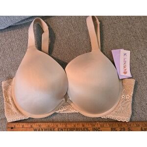NWT JOYSPUN Full Figure Natural Lift Comfort Straps Plunge Bra Sz 38DD Beige‎